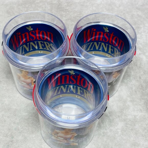 Vintage Winston 14oz Thermo-Serv Tumblers Retro Advertising Design Set of 3 - Picture 3 of 11